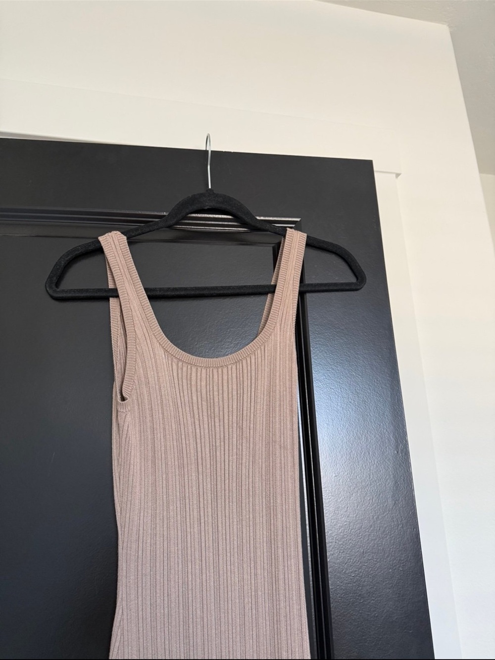Abercrombie & Fitch Taupe Ribbed Tank Midi Dress with Side Slit - Picture 7 of 7